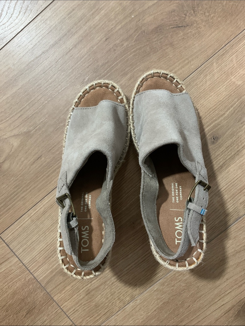 TOMS Taupe Suede Espadrille Slingback Sandals
